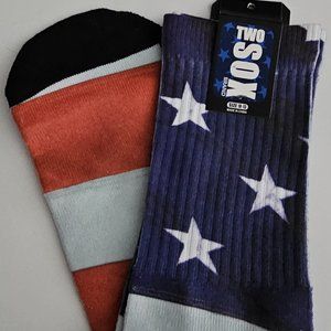 3 /$18 mens TWO SOX BRAND patriotic HI-SOCKS stars & stripes SIZE 10-13